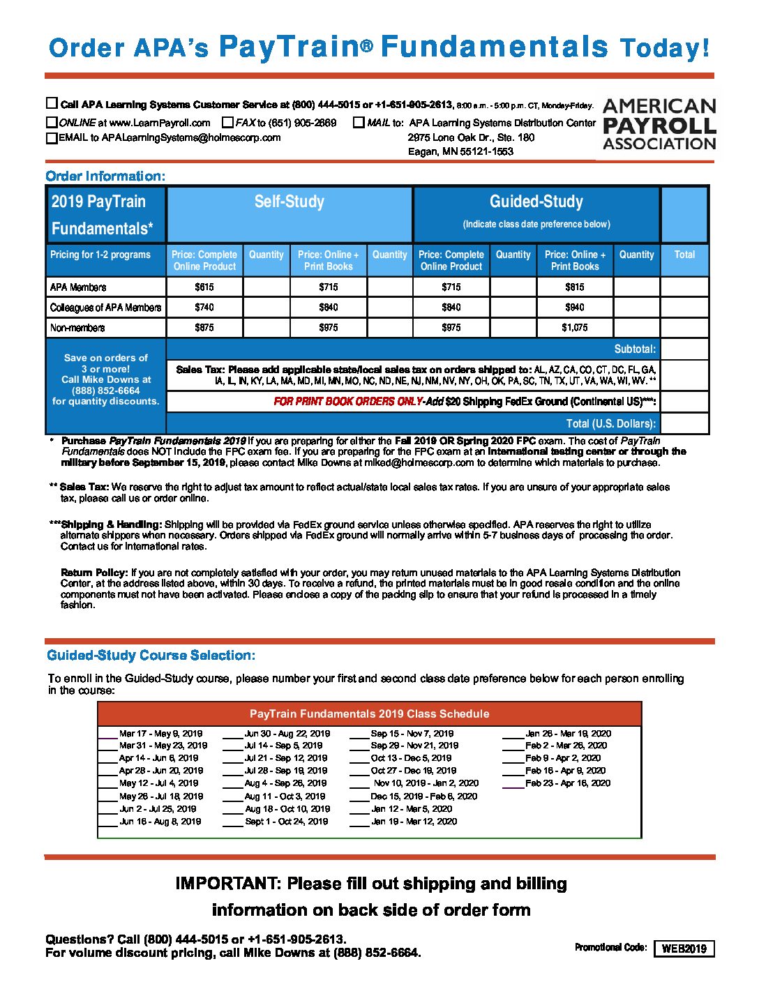 2019 APA PayTrain Fundamentals Order FormREV 101119 PAYO